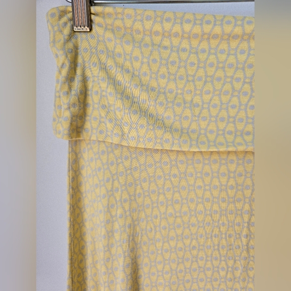 Hourglass Lilly Fold Over Waist 16 Yellow Grey Pastel Skirt Midi Stretchy Size M - Picture 2 of 5